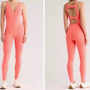 NWT FP Movement Neon Coral Never Better Strappy Jumpsuit